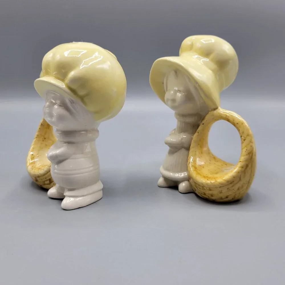 Vintage Porcelain Holly Hobbie Napkin Holders Ceramic Figurine Set Of 6 - Picture 5 of 10